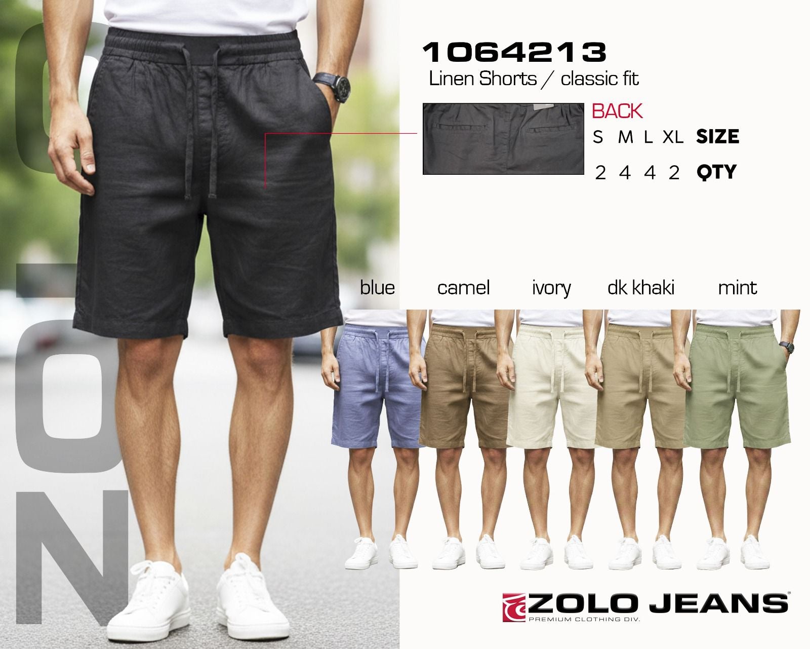 Zolo Jeans Short de Lino de Hombre